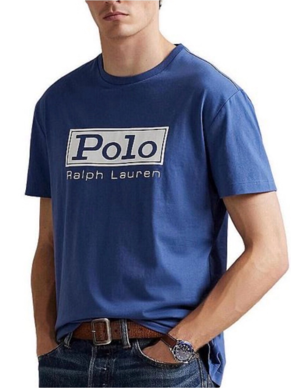 🆕 Polo Ralph Lauren Jersey Graphic Short Sleeve T-Shirt, Earth Blue, Men’s 2XL